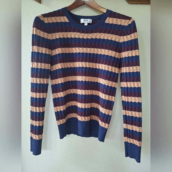 Jason Wu Womens Textured Lightweight Striped Sweater Crew Neck Stretch Size S - Picture 1 of 7